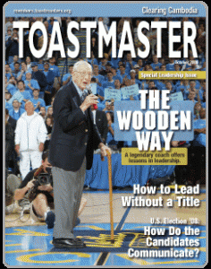 Cover story in Oct 2008 edition of Toastmaster magazine
